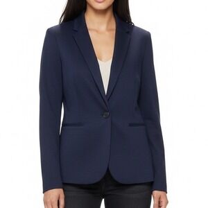 Joules Great Britain Navy Blue Blazer 12 Polka Dot Lined One Button Cotton Poly‎